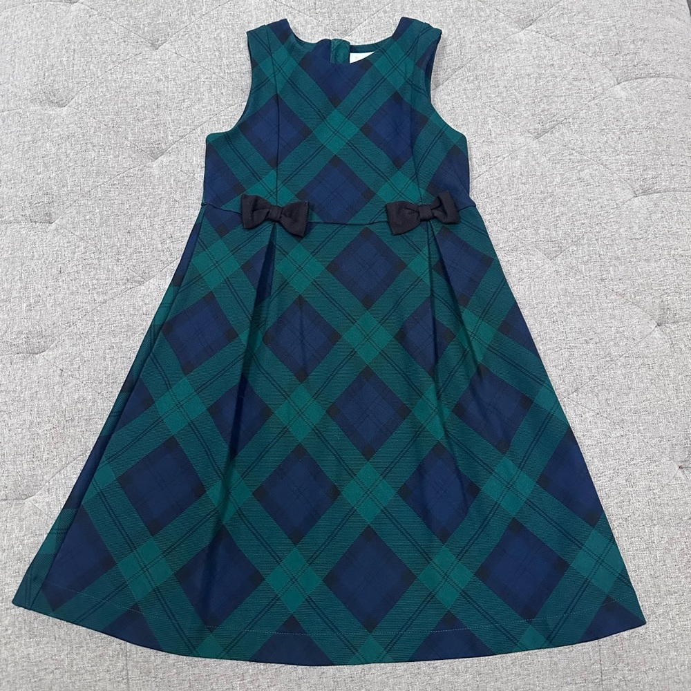 Gymboree navy blue and green tartan holiday Christmas dress size 7